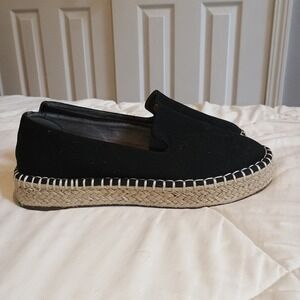 Joie Cara Black Espadrille Slip On‎ Platform Shoes Casual Women's